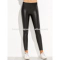 Black Elastic Waist PU Slim Leggings OEM/ODM Manufacture Wholesale Fashion Women Apparel (TA7039L)